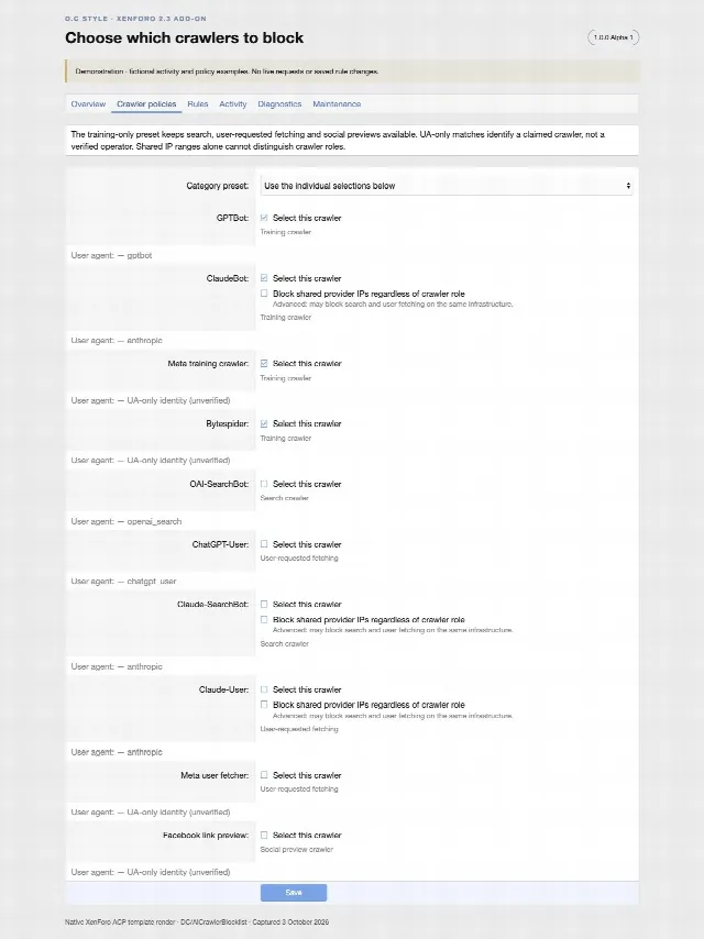 AI Crawler Blocklist screenshot 2