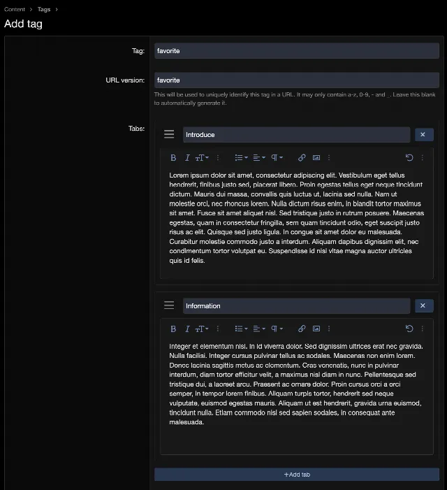 Advanced tag view screenshot 1
